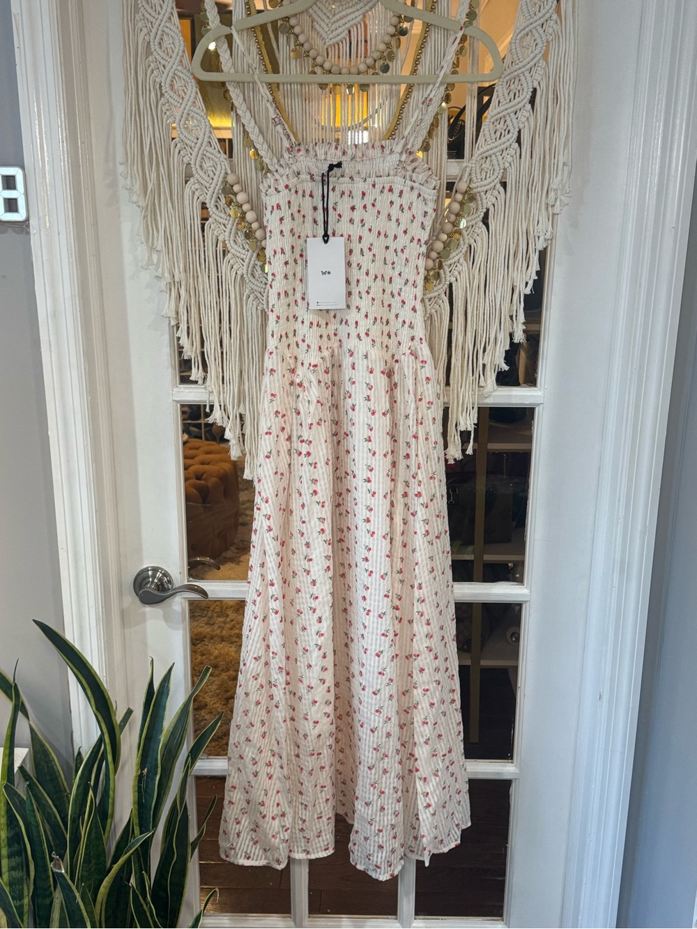 🍒 ASOS Daisy Street Smocked White Maxi Dress with Red Floral Print 🍒 - Picture 8 of 8